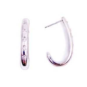 10K White Gold Diamond Hoops